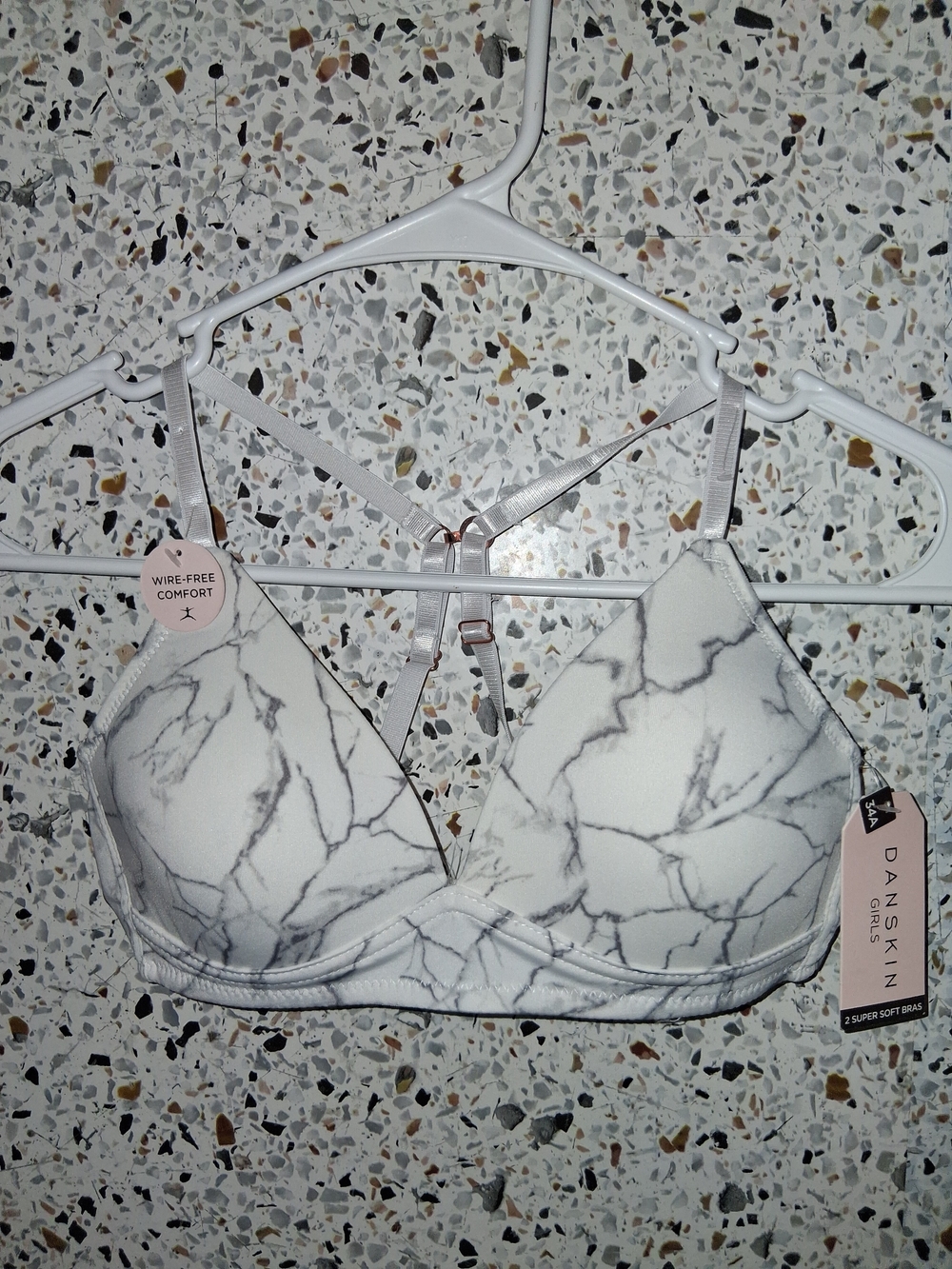 Danskin Tshirt Bra Size 34A Wireless Padded Marble Print NWT